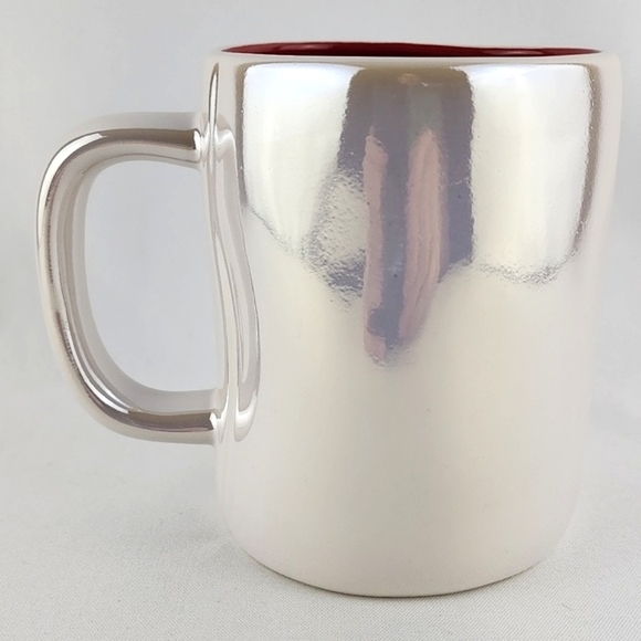 Rae Dunn Artisan White Irridescent Mug  Large Letters MR. CLAUSE Red Interior - Picture 5 of 11